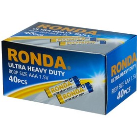 تصویر باتری چهارتایی نیم قلمی Ronda Ultra Heavy Duty Ultra Plus R03P 1.5V AAA بسته 40 عددی Ronda Ultra Plus Heavy Duty