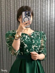 تصویر پیراهن مجلسی زنانه مدل فروغ سایز ۴۰ تا ۴۲ رنگ مشکی و سرمه‌ای 