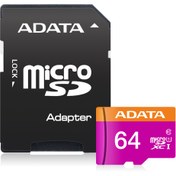 تصویر کارت حافظه microSDXC ای دیتا مدل ADATA Premier V10 A1 کلاس 10 استاندارد UHS-I سرعت 80MBps ظرفیت 64 گیگابایت 