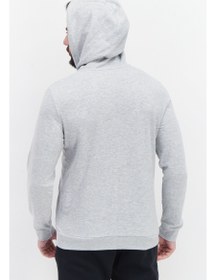 تصویر سویشرت مردانه با کلاه و آستین بلند، خاکستری با لوگوی برند برند kenneth cole Men Hooded Long Sleeve Brand Logo Sweatshirt, Grey