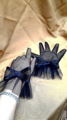 تصویر دستکش توری مچی کم چین پاپیون دار 