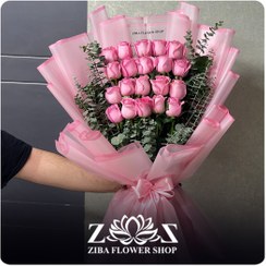 تصویر دسته گل رز صورتی ملودی 