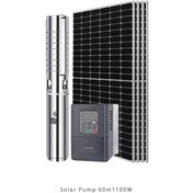 تصویر پمپ خورشیدی ۲ اینچ براشلس با ۴ عدد پنل خورشیدی 