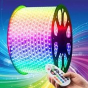 تصویر ریسه شلنگی RGB مدل ۵۰۵۰ ظرفیت ۱۰۰ متر با ریموت کنترلی 