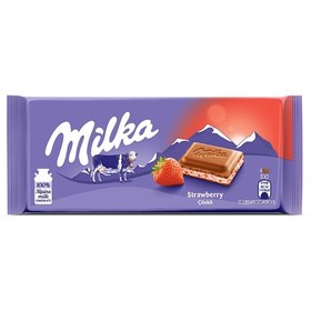 تصویر شکلات تابلت میلکا با مغز توت فرنگی (100 گرم) milka شکلات و فرآورده های کاکائویی میلکا 100