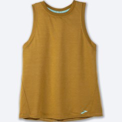 تصویر تاپ ورزشی زنانه بروکس Brooks Distance Tank زیتونی سوخته 