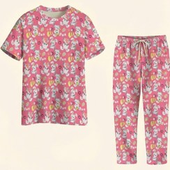 تصویر ست تی شرت و شلوار راحتی زنانه جنس گیاهی طرح خرگوش بازیگوش 