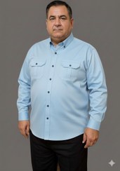 تصویر پیراهن مردانه دو جیب تترون چهار رنگ | سایزهای XL تا XXXXL | مناسب هدیه روز مرد - آبی آسمانی / XXL 