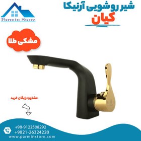 تصویر شیر روشویی آرنیکا سفید طلایی کیان Arnika Golden White Basin