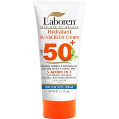 تصویر ضد آفتاب 5کاره بدون رنگ اس پی اف 50 مناسب پوست خشک و نرمال لابورن Laboren 5 Action In 1 Sunscreen Cream Spf50 For Dry And Normal Skin