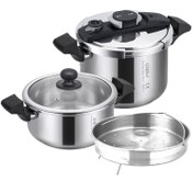 تصویر زودپز دوقلو جی فی نی مدل GS-01 ظرفیت ۴ لیتر استیل 