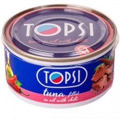 تصویر کنسرو تون ماهی در روغن با فلفل قرمز چیلی تاپسی 180 گرم 