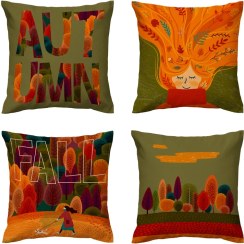 تصویر مجموعه 4 عددی کاور کوسن‌ طرح پاییزی کد D-1003 