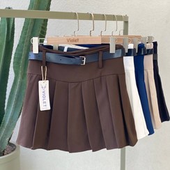 تصویر دامن پلیسه ای زنانه قهوه ای 