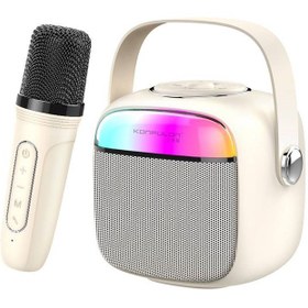 تصویر اسپیکر بلوتوثی و میکروفون قابل حمل کانفلون f21 Konfulon mini bluetooth speaker audio microphone KTV F21