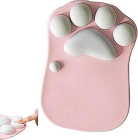 تصویر SAHENITEANA Wrist Rest, Cute Office Mouse Pad with Wrist Support, Cat Paw Design, Gifts for Office Desk Home Gaming Kawaii Stuff Gifts, Ergonomic Mouse Pad, Office Desk Accessories Supplies (Pink) 