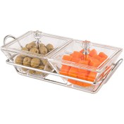 تصویر اردوخوری شیشه ای مربع دو خانه لیمون Limon Square 2-Compartment Glass Serving Dish