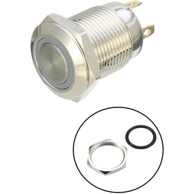 تصویر کلید شستی استیل قرمز LED دار قطر 12V/24V - 12mm 