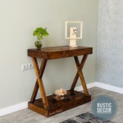 تصویر کنسول چوبی روستیک دکور مدل ایکس Wooden console