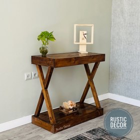 تصویر کنسول چوبی روستیک دکور مدل ایکس Wooden console