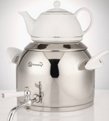 تصویر کتری قوری شیردار استیل هوم کینگ 5 لیتری کف چدن ورق یک ضخیم - سفید 