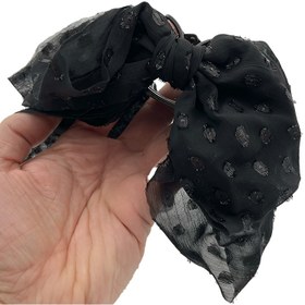 تصویر کلیپس آویزدار حریر مشکی 