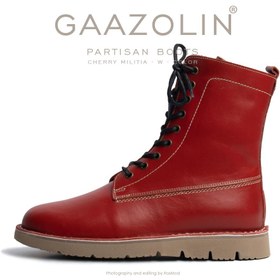 تصویر بوت پارتیزان گازولین آلبالویی شِبرو – GAAZOLIN Partisan Boots Cherry Militia W 