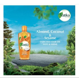 تصویر روغن موی غنی شده بادام طبیعی واتیکا Vatika Naturals Almond Enriched Hair Oil-Vitamins A, E, F - Soft & Shine