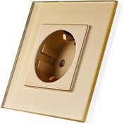 تصویر پریز برق ارت دار شیشه ای طلایی Livolo پریز برق ارت دار شیشه ای طلایی Livolo