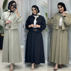 تصویر کت و دامن بلند دایانا کد 99712 رنگ مشکی 