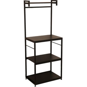 تصویر شلف ایستاده چوب فلز مدل کافی بار Kafi bar metal wood standing shelf