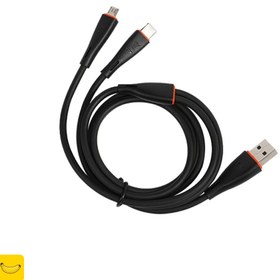 تصویر کابل شارژر دوکاره usb به تایپسی و میکرو برند itel مدل X21 