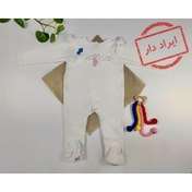 تصویر ایراد دار _ سرهمی نوزادی دخترانه آستین بلند برند cool club طرح ساده جورابی جلو بسته سفید رنگ - 12 ماه | فروشگاه نام نیکو 