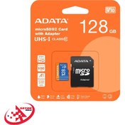 تصویر کارت حافظه میکرو اس دی ای دیتا مدل MEMORY CARD ADATA MICRO SD V10 R100 W25 128GB 