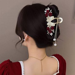 تصویر کلیپس فلزی گل رز آویز دار 