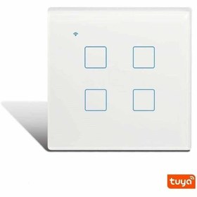 تصویر کلید چهار پل هوشمند تویا - سفید / بدون فریم Tuya 4Gang smart switch