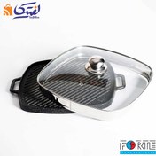 تصویر تابه چدنی مربع استیک پز گریل دار فورته سایز 30 
