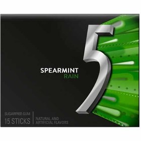 تصویر آدامس فایو 5 اصل آمریکا مدل Spearmint Rain با طعم نعنا بسته 15 عددی five spearmint rain gum