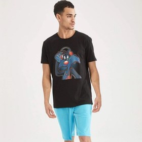 تصویر ست تی شرت و شلوارک مردانه دفکتو مدل 6702BK27 