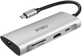 تصویر هاب تایپ سی 8 پورت مک بوک فلزی ویوو WiWU Alpha 831HRT Type-C Hub 8-in-1 Multiport Macbook Adapter 