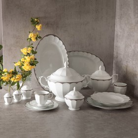 تصویر سرویس چینی 103 پارچه زرین ایساتیس پلاتینی Zarin Isatis Dinnerware Set -103 PCS