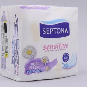 تصویر نوار بهداشتی شب Ultra Plus مناسب پوست حساس بسته 8 عددی سپتونا ا Septona Night Sensitive Sanitary Pad Septona Night Sensitive Sanitary Pad