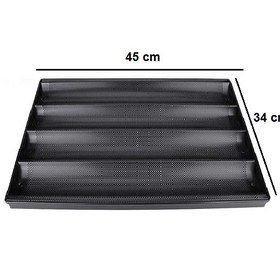 تصویر قالب نان باگت ۴ عددی تفلون سایز بزرگ 