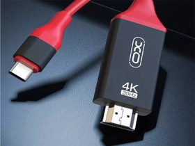 تصویر . کابل HDMI به TYPEC اورجینال برند ایکس_او XOGB005 - مشکی_قرمز XO-GB005 Type-C Cable To HDMI 4K 2M