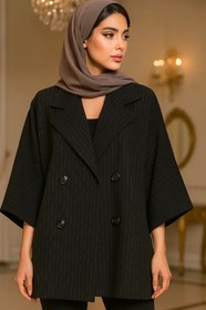 تصویر مانتو مشکی کوتاه شانلیا 