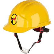 تصویر کلاه ایمنی زرد هترمن کلاس E با لوگو اداره برق بدون عینک