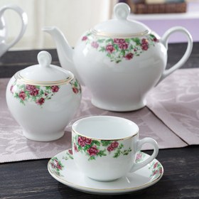 تصویر سرویس چینی زرین 6 نفره چای خوری بیدگل (17 پارچه) Zarin Iran ItaliaF Bidgol 17 Pieces Porcelain Tea Set