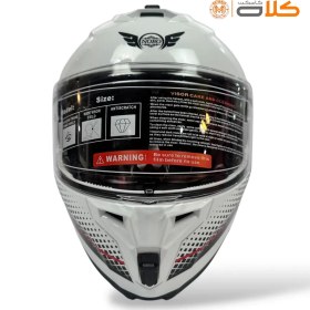 تصویر کلاه کاسکت فک متحرک نوبو NOBO سفید مشکی قرمز helmet NOBO with removable jaw, white, black, red