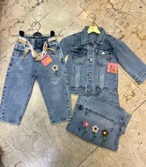 تصویر کت شلوار جین گل ها 