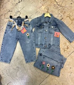 تصویر کت شلوار جین گل ها 